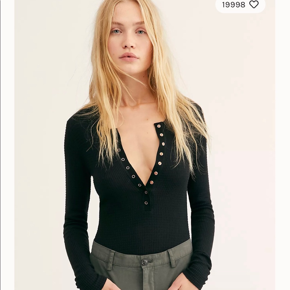 Small Free People One of the Girls Henley - Black
